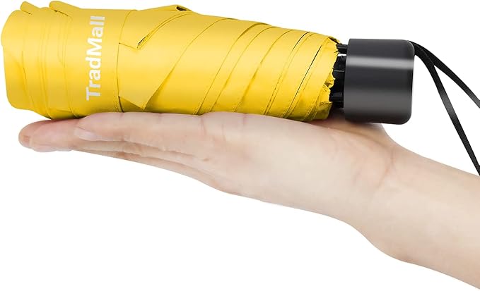 TradMall Mini Travel Umbrella, Portable Lightweight Compact Parasol with 95% UV Protection for Sun & Rain
