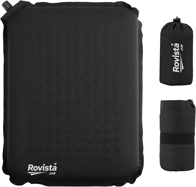 Self-Inflating Airplane Seat Cushion for Long Flights – Portable Travel Cushion Airplane Seat - Memory Foam Travel Seat Cushion Providing Pressure Relief (Black, 15.7" x 11.8" x 2")