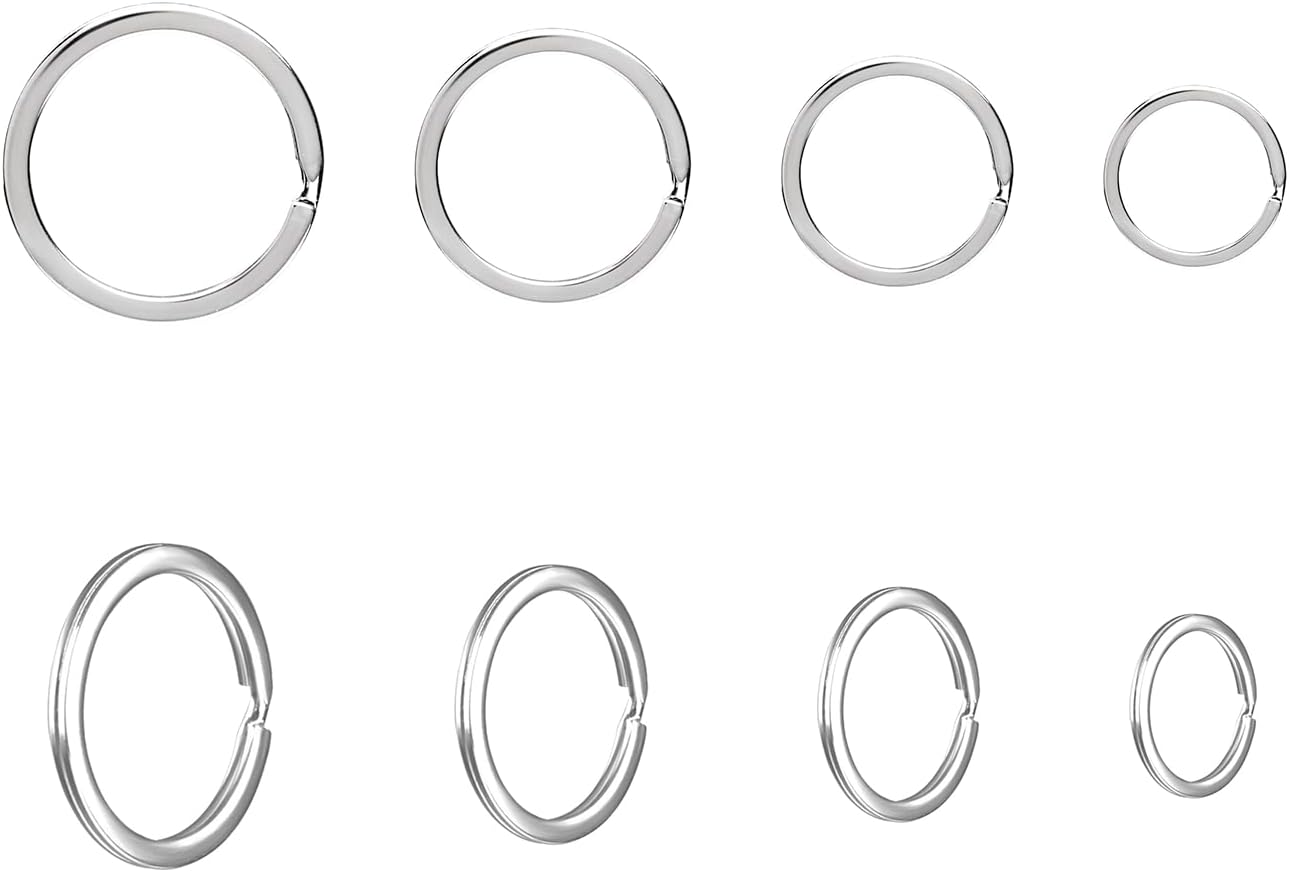 40 Pack Key Ring Keychain Mix 4 Sizes Silver Metal Flat Split Key Chains Rings for Home Car Dog Tag Office Lanyards Keys Attachment