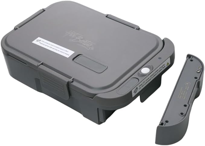 Hot Bento Plus: Electric, Self Heating, Rechargeable Lunch Box-10 Minute Heating and Removable Battery. Child Safe, Scientific Portion Control, School, Construction, Office, Recreation, Travel (Slate)