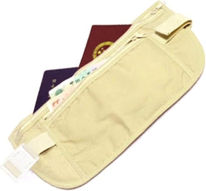 Thin Profile Money Belt Secure Travel Belt Bag Hidden Blocking Wallets Anti-Theft Passport Pouch Pack Small Travel Wall