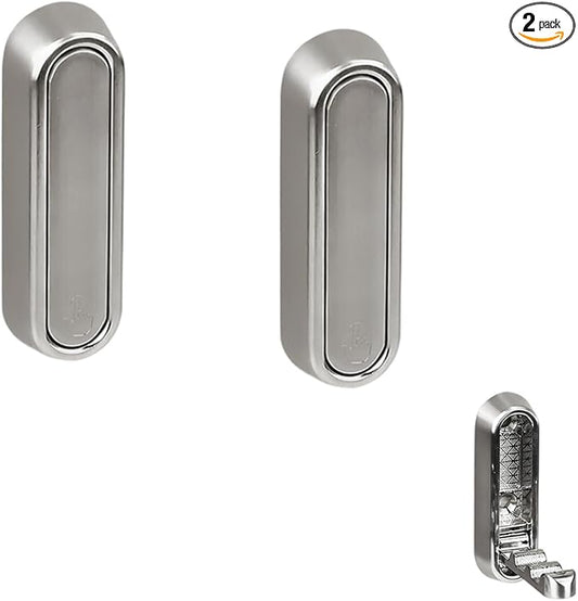 2PC Foldable Wall Hooks - Gold Coat Hooks for Closet, Door & Bathroom | Heavy Duty Folding Hangers for Hanging Coats, Belts, Backpacks, Towels | Space-Saving Wall Hook Set (Silver, 2Pack)