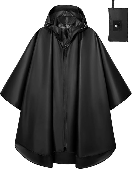 SaphiRose Lightweight Waterproof Rain Poncho for Adults with Hood Portable Rainwear for Outdoor