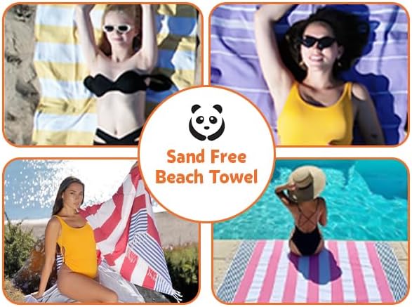 HAVLULAND |Pack of 2| Turkish Beach Towels Oversized 39x71, 100% Turkish Cotton Sand Free Quick Dry Absorbent Towel Travel Blanket for Adults Beach Gift Beach Essentials - Black