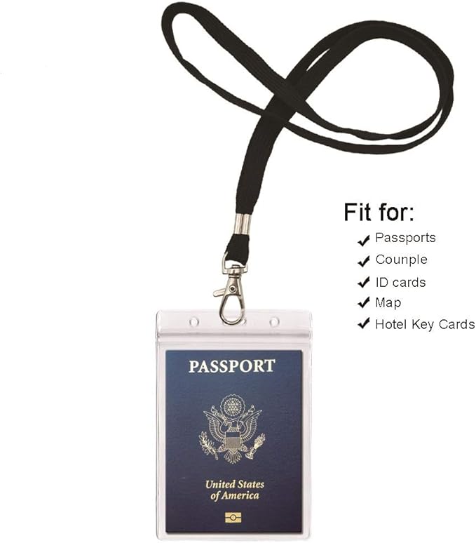 4x6Inch Extra Large Passport Holders ID Badge PVC Card Holder with Lanyards Fill for Passports by ALMHPVC (3Pack Black Lanyards)