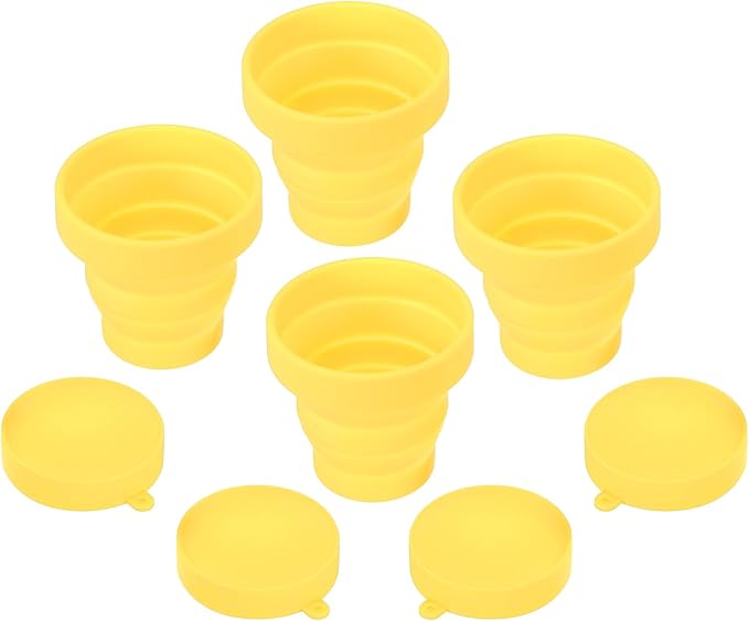 PATIKIL Collapsible Travel Cup, 4 Pack 170mL Travel Folding Water Cup Silicone Mug Portable Drinking Cup for Camping Hiking Outdoor, Yellow