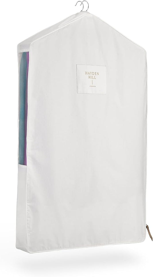 Hayden Hill Luxury Organic Cotton Garment Storage Bag - Short 40 Inch - Breathable Hanging Clothes Bag for Short Dresses, Jackets & Suit Bags for Closet Storage - Certified Carbon Neutral