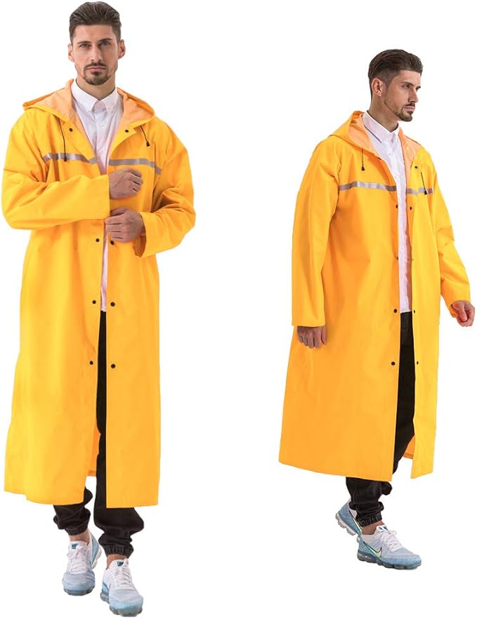 Pahajim Mens Raincoat with Hood Long Waterproof Ponchos Lightweight Rain Jacket for Women Adults