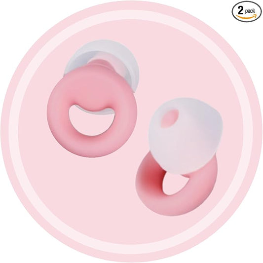 30dB Noise Cancelling Ear Plugs for Sleeping - Reusable Silicone Earplugs for Adults & Kids, Soft Ear Protection for Snoring, Concerts, Lawn Mowing, Travel & Work (6 Ear Tips with Case, Pink)