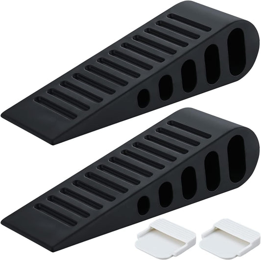 JQK Rubber Door Stopper Wedge, Black 9 Pack Soft TPR Premium Door Stops for Bottom of Heavy Duty Door on Tile, Concrete, Carpet, Wooden Floor, DSB61-BK-P9