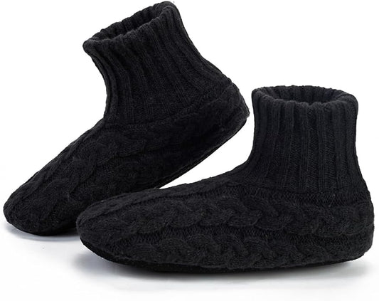 LEMZONE Mens Fuzzy Slipper Socks with Grippers, Winter Warm Sherpa Lined Indoor House Shoes Christmas Gifts for Dad Husband Boyfriend