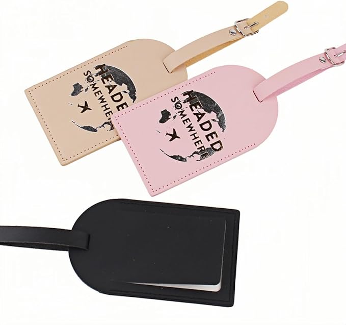 Luggage Tags for Suitcases, PU Leather Luggage Flip Privacy Cover Protection Tags Luggage Tags, for Travel Essentials, Stylish Baggage Labels for Handbags(3 Pack,The Earth