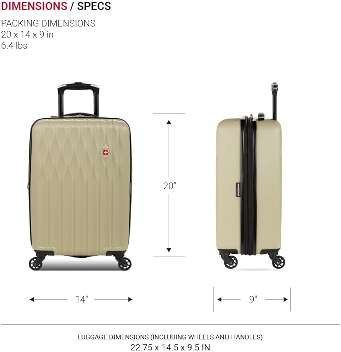 SwissGear 8018 Expandable Luggage Set, 3-Piece Hardside Luggage Set with Spinner Wheels
