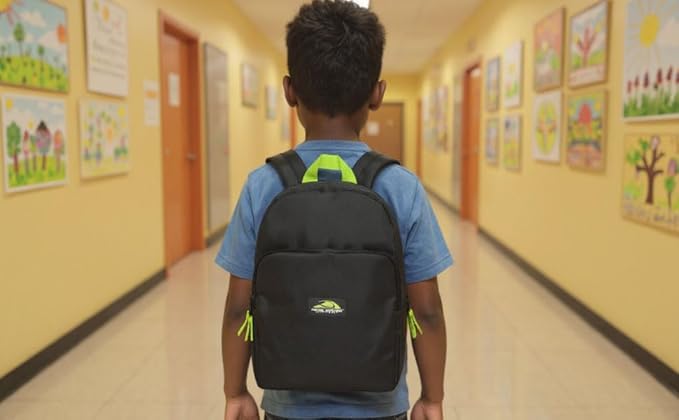 Trail maker Color Block Backpacks for School Boys and Girls, 15 Inch Two Tone Colorful Small Travel Backpack for Kids (Black)