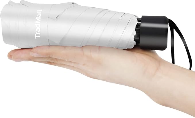 TradMall Mini Travel Umbrella, Portable Lightweight Compact Parasol with 95% UV Protection for Sun & Rain