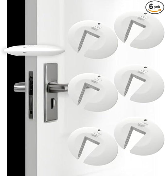 Door Pinch Guard and Door Slam Stopper, Durable Silicone Door Finger Pinch Guard, Prevents Slamming on Even Heavy Doors, Non-Toxic & Pet Friendly, White, 6 Packs