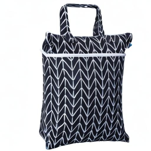 Teamoy Travel Hanging Wet Dry Bag Organizer (17.3 x 13.4 inches) with Two Compartments for Cloth Diaper, Laundry, Swimsuits and More, Easy to Hang Everywhere (M, Black Arrow)