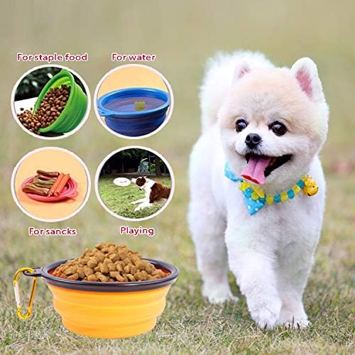 Collapsible Portable Silicone Big Dog Bowls,2 Pack,34 oz/Each Bowl,Silicone Basic Bowl with Plastic Rim and D-Ring,Foldable Travel pet Feeder,Portable Basic Bowl for Dog (Green)