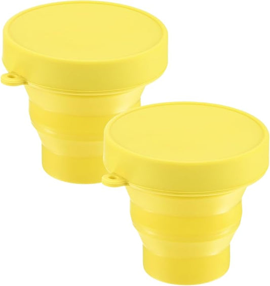 2 Pack Collapsible Travel Cup, 5.7oz(170ml) Silicone Portable Foldable Water Cup Bottle for Travel/Camping/Hiking, Reusable [Yellow]