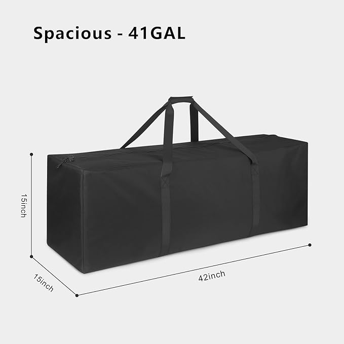 TOPDesign 3-Pack 42 Inch Medium Zippered Duffel Bag for Travel Camping Sports Equipment Storage, Waterproof Foldable Luggage Bag with Padded Handles (Black)