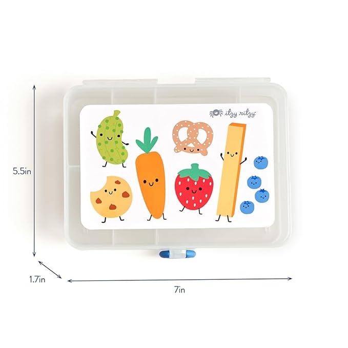 Itzy Ritzy Divided Snack Box – BPA-Free Travel Snack Container with 6 Compartments and Snap-Tight Lid – Convenient Food Storage for Car Rides, Daycare, and On-the-Go