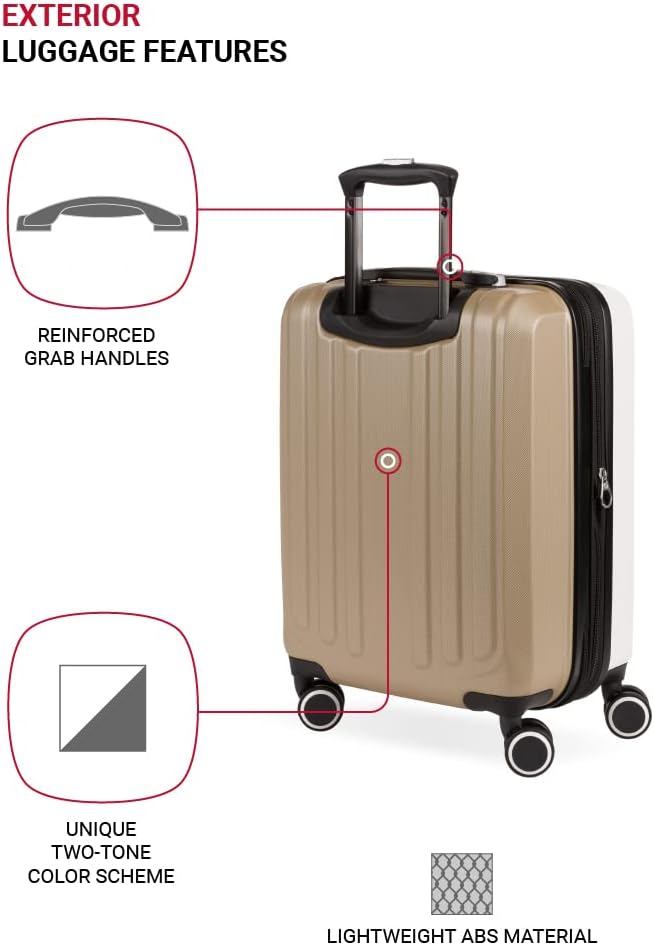 SwissGear Duet Expandable Luggage, Hard Shell Carry-On Luggage with Spinner Wheels