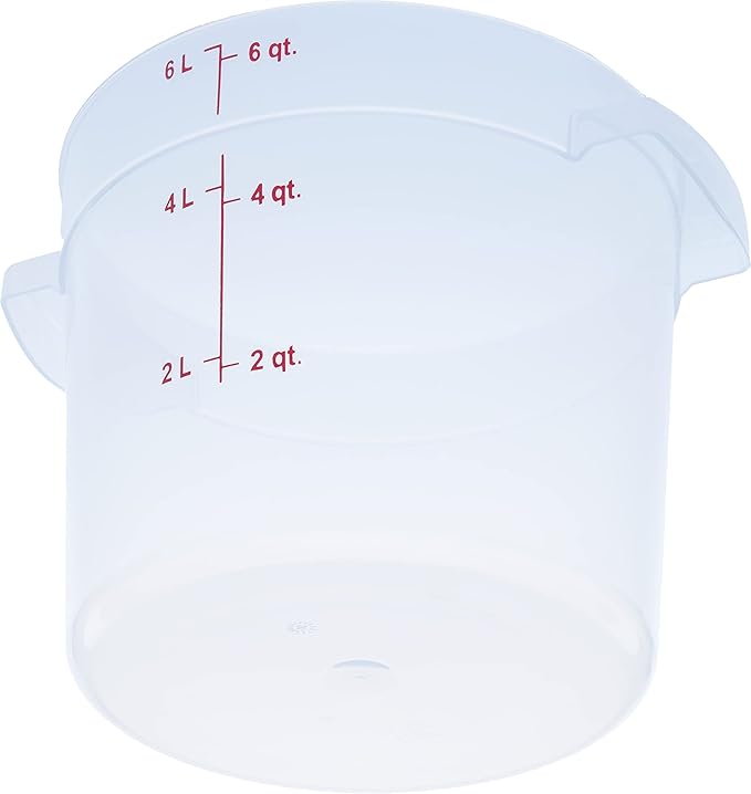 Carlisle FoodService Products Storplus Round Food Storage Container with Stackable Design for Catering, Buffets, Restaurants, Polypropylene (Pp), 6 Quart, Clear