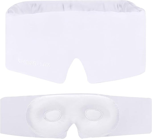 Calm&Relax Bamboo Sleep Mask: 3D Blackout Sleeping Eye Mask for Side Sleepers - Zero Pressure Eye Covers for Travel Airplane(White)