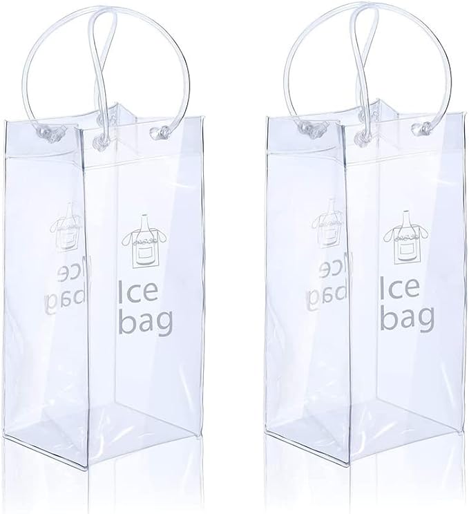 Ice Wine Bag Portable Collapsible Clear Wine Pouch Cooler with Handle for Party,Outdoor,Champagne,Cold Beer,White Wine,Chilled Beverages,Iced Drinks 3 Pack (2)