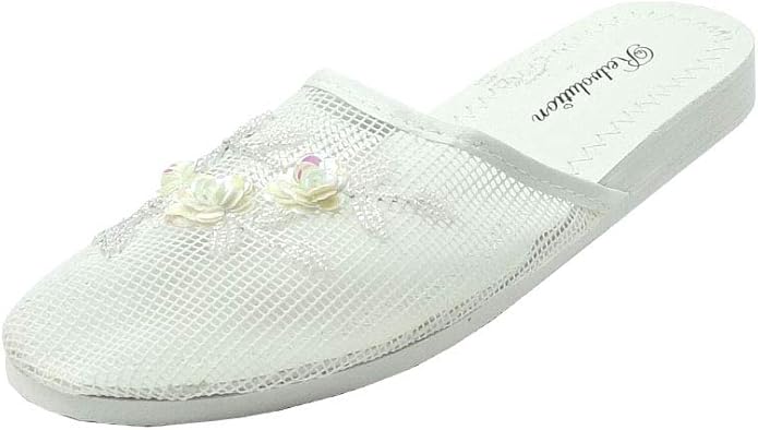 REDVOLUTION Women's Chinese Mesh Slipper Floral Flip Flop Sandals | 1313