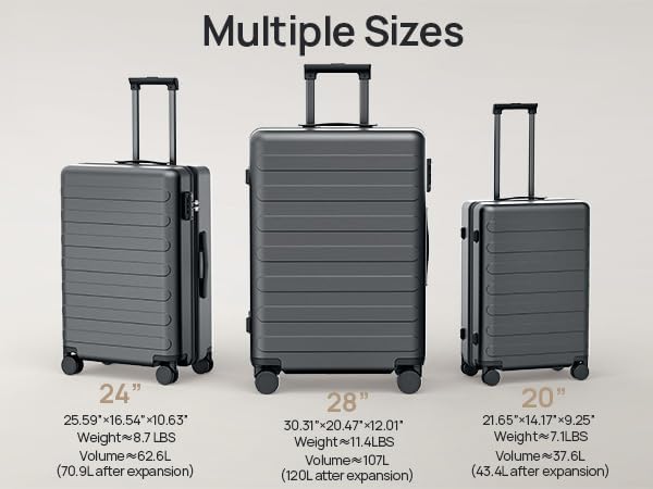 NINETYGO Medium Checked Luggage 24 Inch, Checking In Luggage with Smooth Spinner Wheels, Expandable, Hard Shell PC Suitcase, Lightweight Travel Luggage, TSA Approved (Black, Rhine Max)
