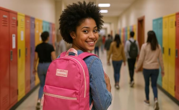 Trail maker Classic 17 inch Backpacks with Adjustable Padded Straps | School Backpacks for Girls, Boys (Pink)