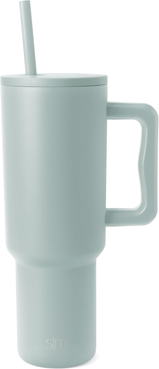 Simple Modern 40 oz Trek Tumbler with Handle and Straw Lid | Cup Holder Friendly Insulated Stainless Steel Travel Mug | Sea Glass Sage