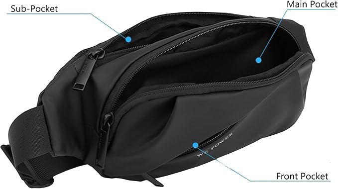 Waterproof Fanny Pack for Men & Women, Travel Fanny Pack Cross Body Sling Bag Crossbody Belt Bag Chest Anti Theft Waist Pack Purse Small for Outdoor, Cycling, Hiking, Running, Phone Holder-Black