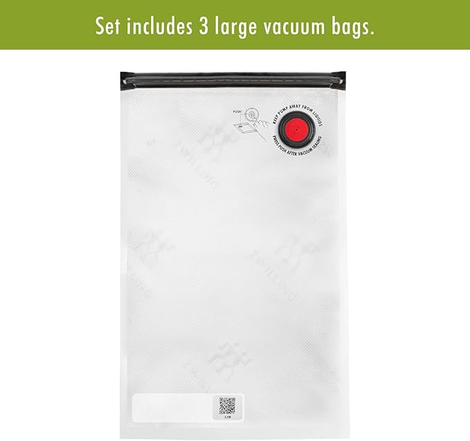 ZWILLING Fresh & Save 3-pc Vacuum Sealer Bags, Sous Vide Bags, Meal Prep - Large (Set of 3)