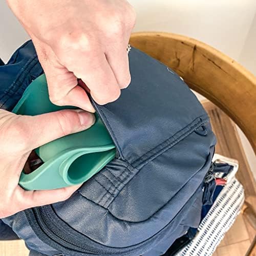 Silicone Coffee Cup - Food Grade Silicone Camping Mug with Handle - Portable, Collapsible Coffee Mug - BPA Free, Dishwasher Safe and Microwave Safe 12- oz (Evergreen, 2 Pack)
