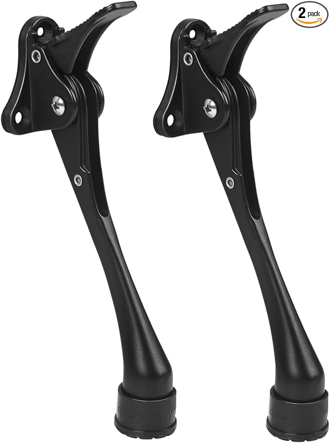2 Pack 6 Inch Black Kick Down Door Stoppers for Bottom of Door, Heavy Duty Kickdown Door Stop, One Touch Kick Down Door Stoppers