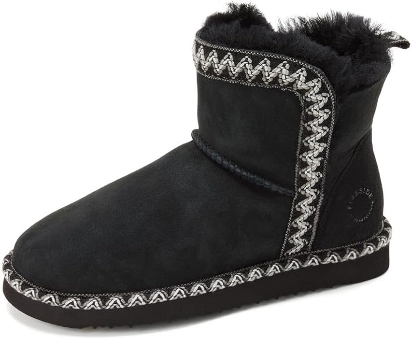 Dearfoams Women's Fireside Shearling Water Resistant Indoor/Outdoor Foldover Boot Slipper