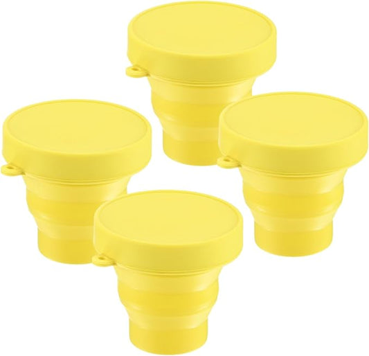 4 Pack Collapsible Travel Cup, 5.7oz(170ml) Silicone Portable Foldable Water Cup Bottle for Travel/Camping/Hiking, Reusable [Yellow]