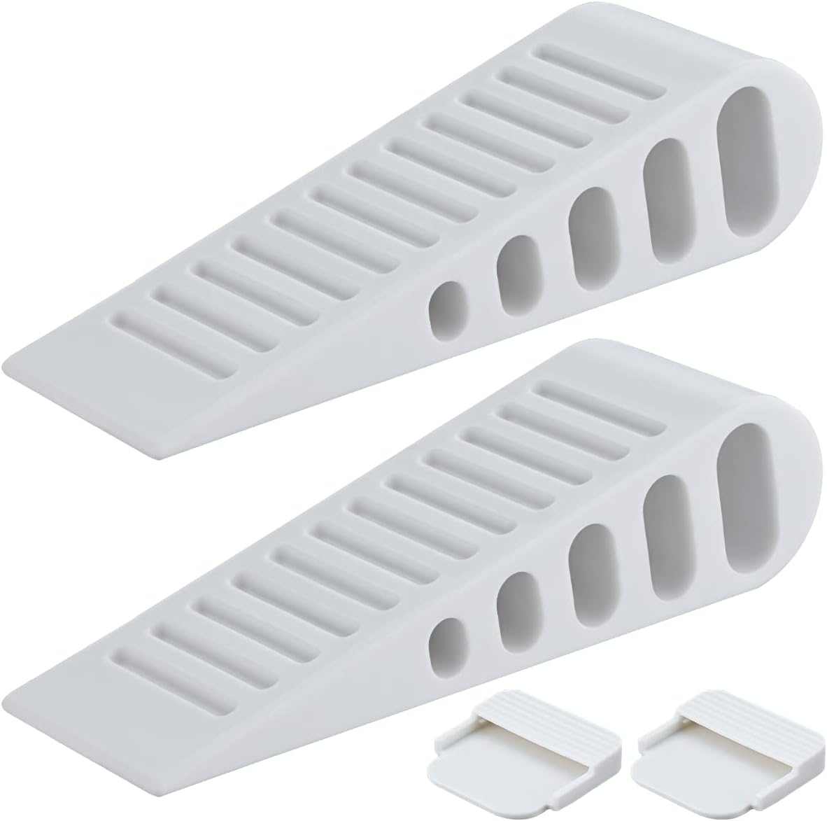 JQK Rubber Door Stopper Wedge, White 2 Pack Soft TPR Premium Door Stops for Bottom of Heavy Duty Door on Tile, Concrete, Carpet, Wooden Floor, DSB61-WH-P2