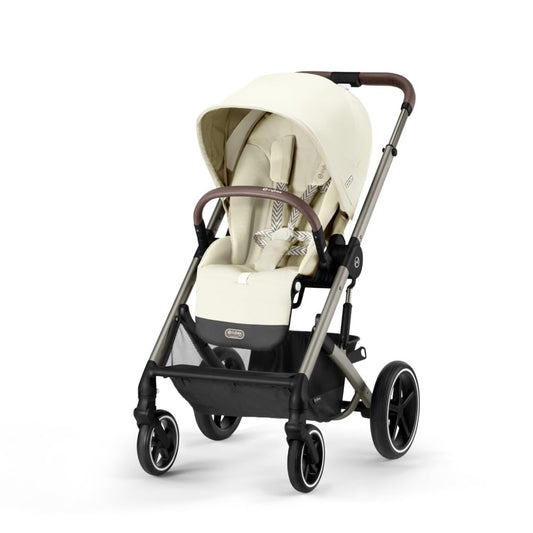Cybex Balios S Lux Toddler and Baby Stroller with Reversible Seat, Unique One-Pull Harness, and Multiple Recline - Travel System Ready, with One Hand Fold, Taupe Frame/Seashell Beige Seat