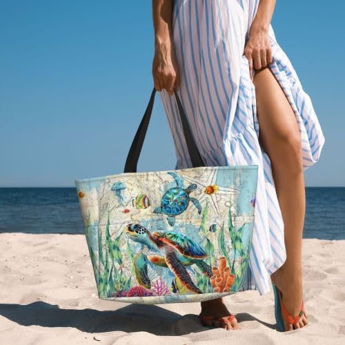 Beach Bag Tote Bags Waterproof Sandproof for Women Large Beach Tote Bag Foldable with Pockets for Weekend Vacation