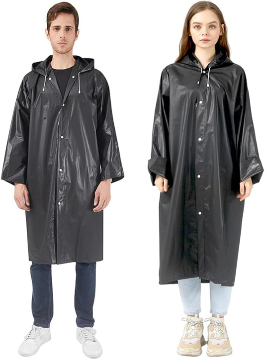 Rain Ponchos Raincoats for Adults Women, Reusable Rain Jacket Coats with Hood for Family Disney Park Travel 2 Pack