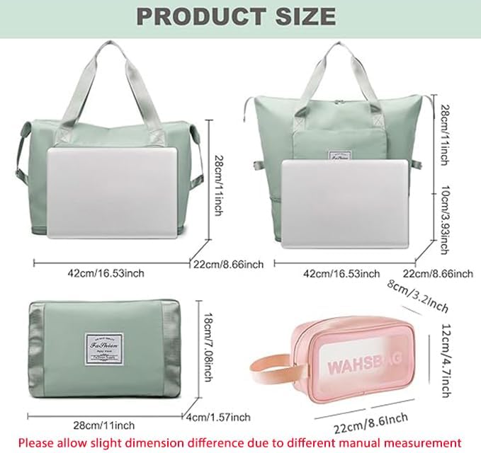 Large Capacity Travel Bag, Foldable Travel Bag, Expandable Travel Duffel Bag, Collapsible Waterproof Large Capacity Travel Handbag, Overnight Bag for Women and Man