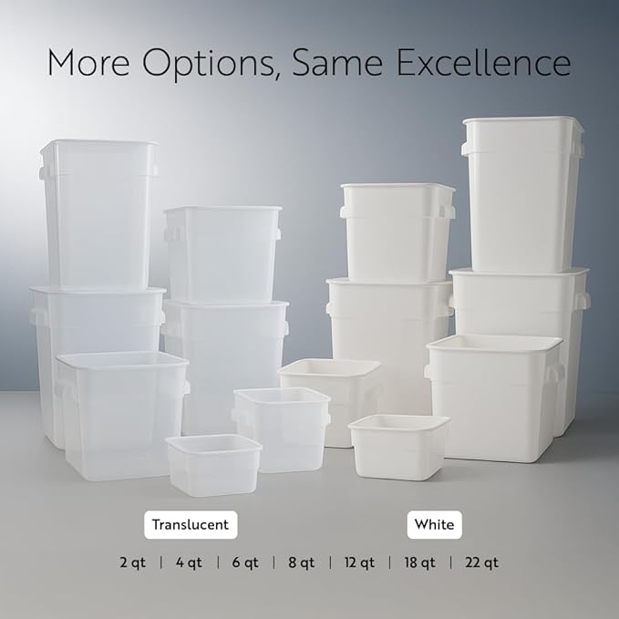 Restaurantware Food Storage Container 1 Pack of 18 qt Plastic Kitchen Storage Bin with Volume Markers Space-Efficient Design Dishwasher-Safe Polypropylene Translucent