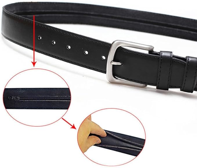 Generic Women Men Hidden Money Belt for Travel Under Clothes Security Cash Safe Wallet Anti Theft Belt with Pouch(Black-115Cm)