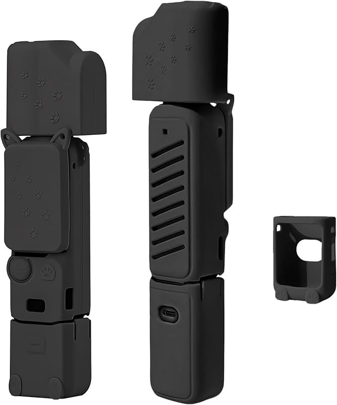 Pocket 3 Case, Cute Silicone Protective Case Compatible with DJI Osmo Pocket 3 Creator Combo, Lightweight Screen Protector Grip Cover Accessories for Xtra Muse - Cat Paw Black