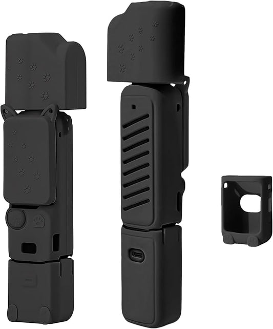 Pocket 3 Case, Cute Silicone Protective Case Compatible with DJI Osmo Pocket 3 Creator Combo, Lightweight Screen Protector Grip Cover Accessories for Xtra Muse - Cat Paw Black