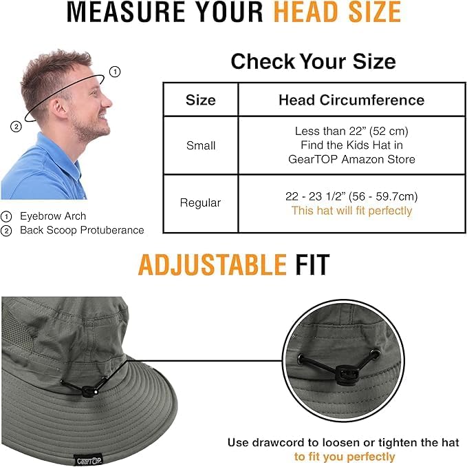 GearTOP Safari Sun Hat for Men and Sun Hats for Women UV Protection UPF 50+ Hiking, Gardening, Fishing