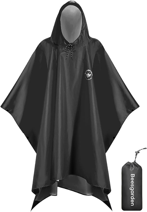 Hooded Rain Poncho for Adult, TPU IP8000mm Waterproof Coating, Reusable Unisex Rain Poncho for Hiking Travelling